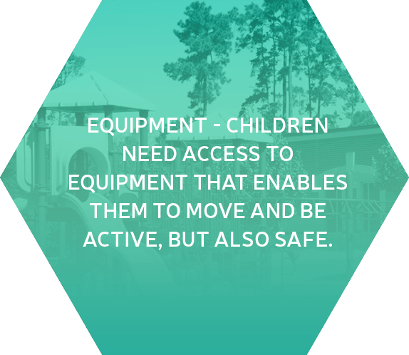 Children need access to equipment that enables them to move and be active, but also safe.